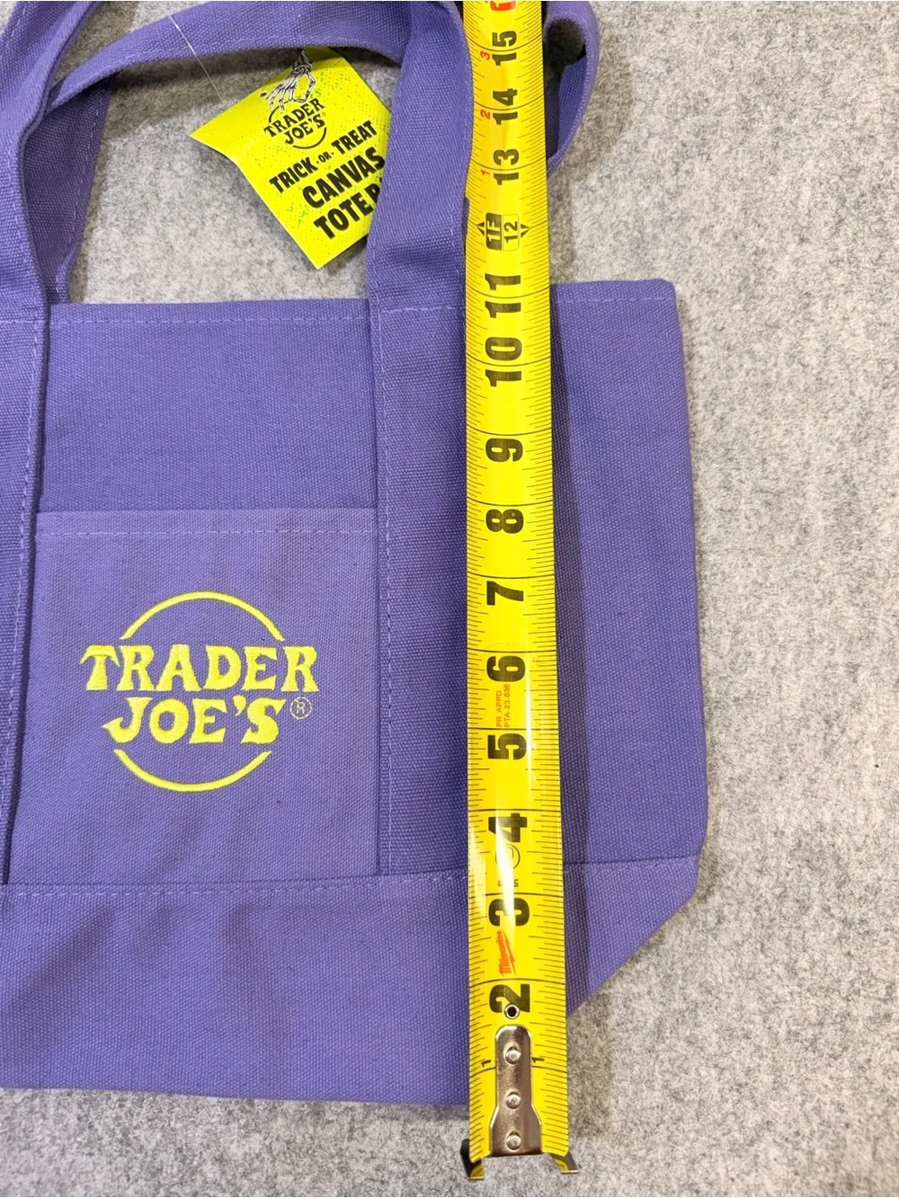 Trader Joe’s or Treat Canvas Tote bags set of 2 Purple Orange Halloween NWT